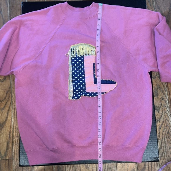 Vintage Pink Hand-Stitched Quilted Western Cowgirl Boot Sweatshirt - Picture 8 of 8